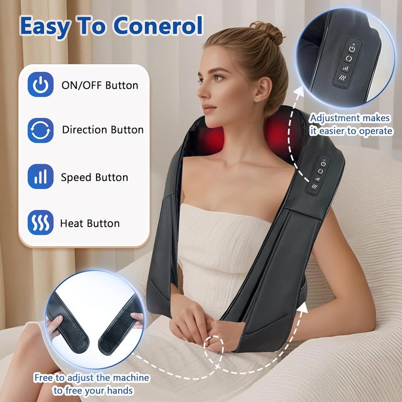 Joyset Cordless Neck Massager Shiatsu Neck and Back Massager with Heating Free Easy to Wash Cloth Cover for Shoulder Massage - Image 2